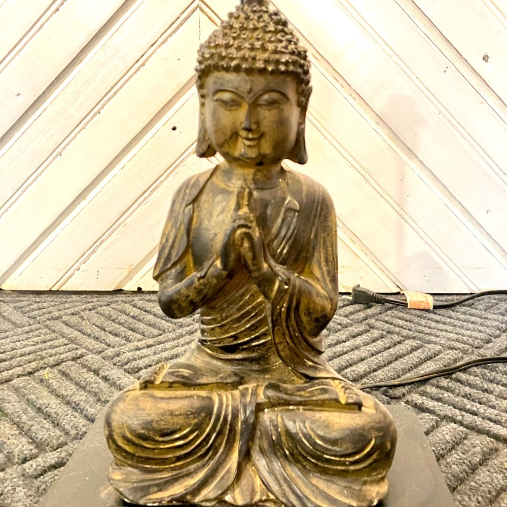 Desktop Zen Meditating Buddha-Themed Lamp- NO LAMP SHADE